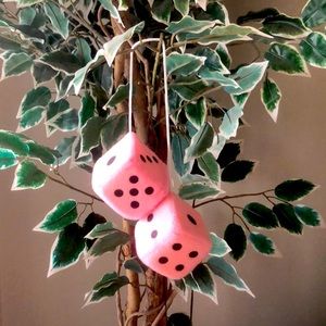 Pink dice for vehicle, wall decor, etc.